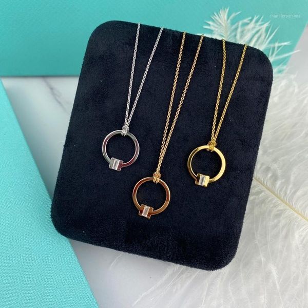 

pendant necklaces womens classic s925 sterling silver plated thick gold necklace fashion lady fine jewelry1