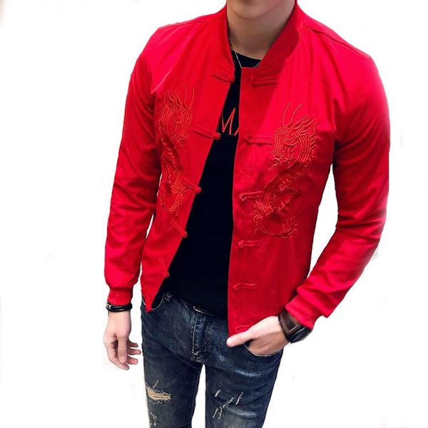 

loldeal embroidery men jacket buckle slim bomber design streetwear baseball coat long sleeve solid color hip hop, Black;brown