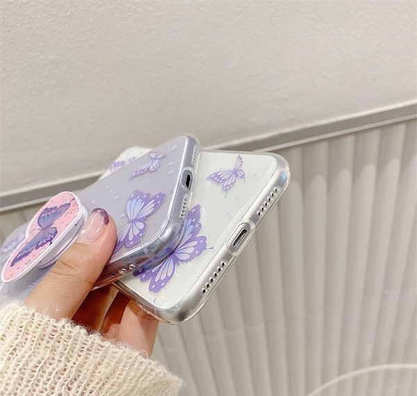 

new ins cute butterfly transparent case for iphone 11pro max case se xs max xr 6 7 8 plus epoxy stand cle qylhmx loveshop01