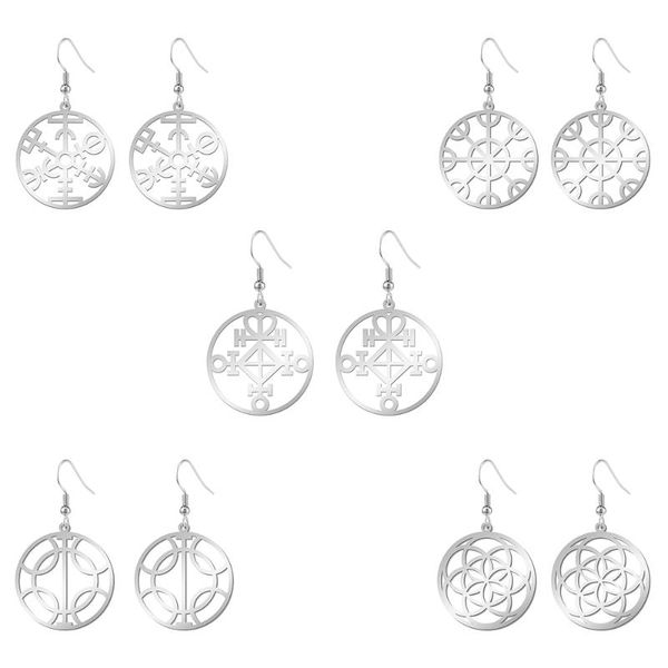

eueavan 10 pairs drop earrings for women earring set stainless steel protection dream wish flower of life love fashion gift, Silver