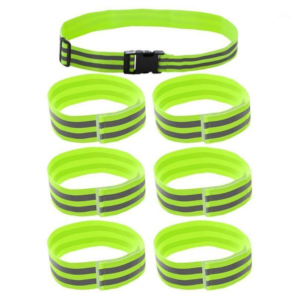 

elbow & knee pads 7pcs reflective safety band durable lightweight practicable wrist belt for night spor1, Black;gray