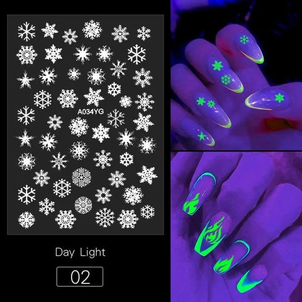 

fire snow butterfly patterns luminous nail glow stickers creative halloween party scary christmas decals, Black