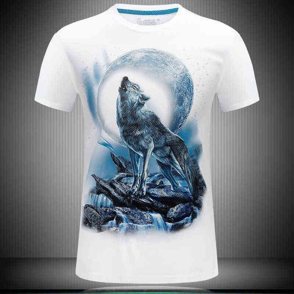 

men's t-shirts summer wolf 3d short sleeve cotton large wear, White;black