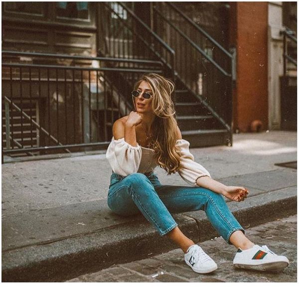 

women fashion slash neck t-shirt autumn new elegant white crop party solid color soft elastic slim bbyeyb