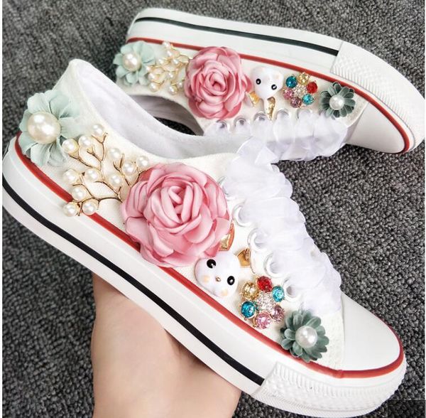 

2020 women from lona girl students strass flower bracelet white shoes down q62h, Black