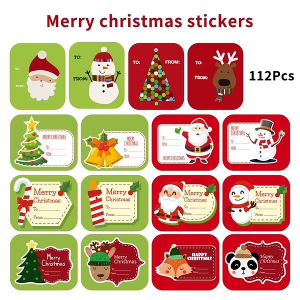 

2020 stationery you 112 christmas labels" santa claus cartoon elk panda are designed for gift wrapping and envelope stickers