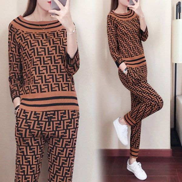 

women 2 piece track suits mens desinger tracksuit ff women sweatsuits classic womens sweatsuits knit stitching slim sportswear set selling, White