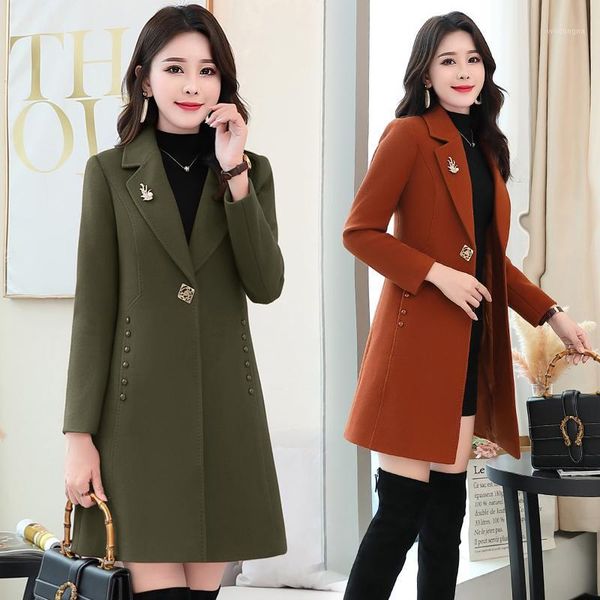 

spring autumn women's wool jacket elegant women's woolen jacket coat slim long woolen coat wool & blends winter women1, Black