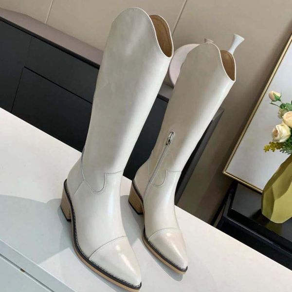 

fashion color matching round head women long boots female martin casual wild non-slip leather women boots roman boots 95, Black