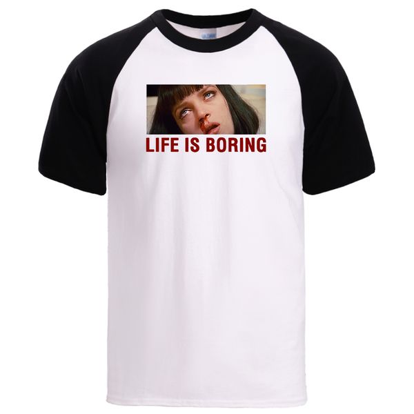 

pulp fiction mens life is boring summer raglan new arrival short sleeve swear male causal hooded sweatshirt hoodie men t shirt