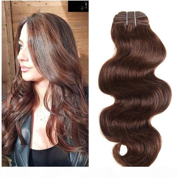 

8a grade indian body wave virgin human hair 3 bundles color #4 light chestnut brown 100% human hair body wave weaves 3pcs extensions, Black;brown