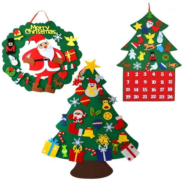 

christmas decorations felt tree diy wall hanging detachable xmas ornaments for toddle kids home year decorations1
