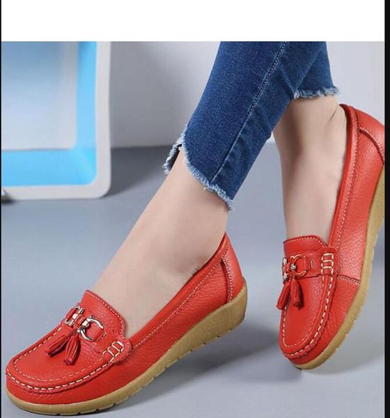 

women orange flats ballet shoes cut out leather breathable moccasins boat ballerina ladies casual shoes190o, Black