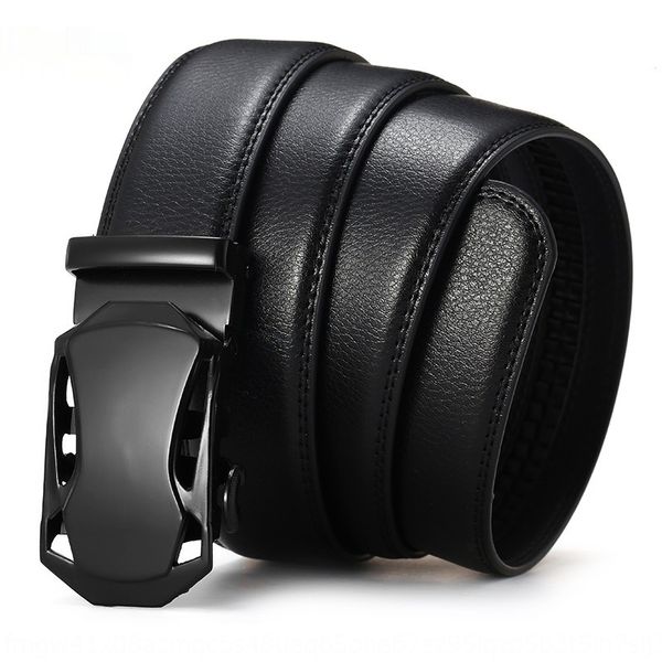 

men's alloy automatic button head leather leather business economy button belt belt belt 4qs03, Black;brown