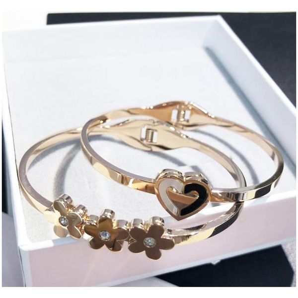 

titanium steel bangle open cuff rose gold silver black bracelets mix styles luxury trend korean wholesales high q wmtoar new_dhbest