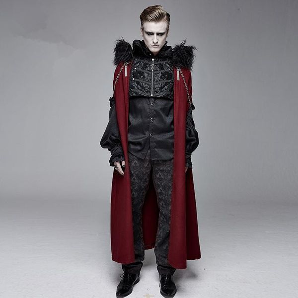 

men's trench coats gothic men cloak solid jacket overcoat stand collar casual jackets cape winter cosplay costume, Tan;black