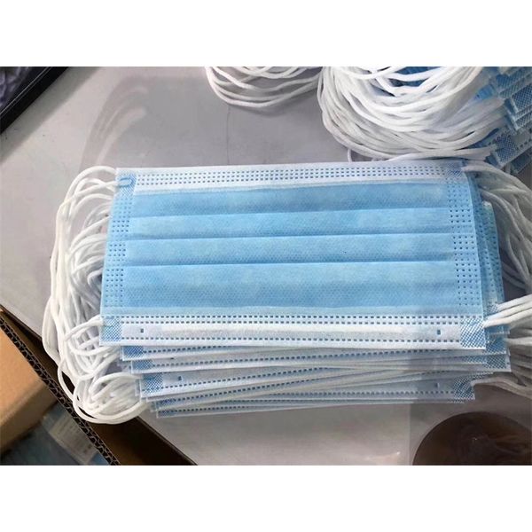 

unisexlayer 3 ear-loop face mouth masks cover 3-ply non-woven disposable dust mask soft breath