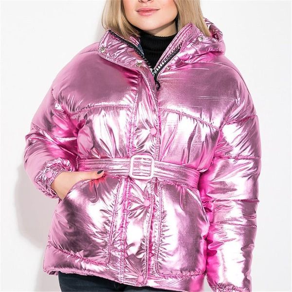 

winter coat women puffer jacket sashes warm coat thick veste femme short parkas1, Black