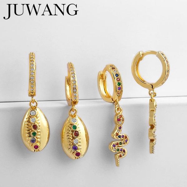 

cz snake rainbow earring gold 2020 women fashion shell huggie jewelry women stud earrings aretes de moda1, Silver