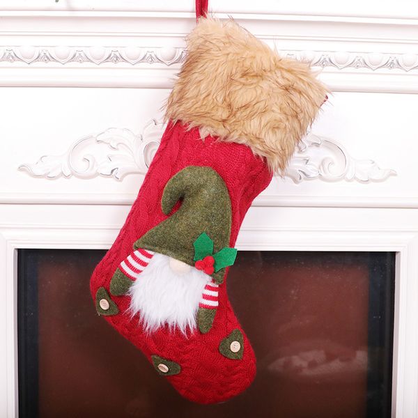 

бесплатная доставка нового поворота трикотажного сырой край мультфильм рождественских чулки безликий пожилой новогоднее украшение партии вис