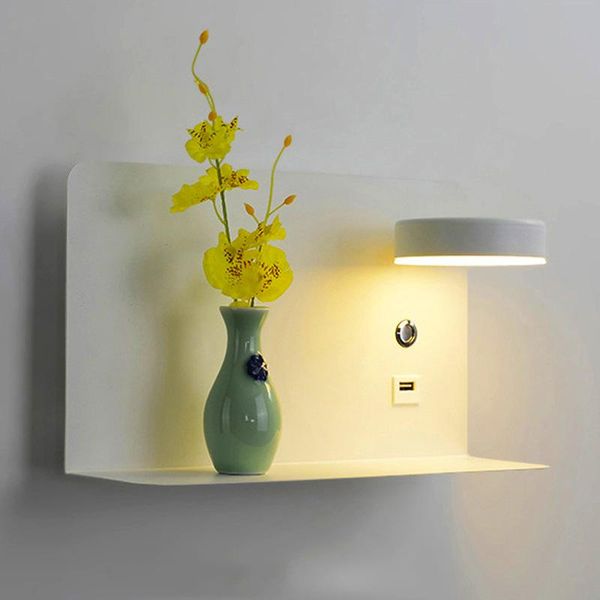 

wall lamp modern minimalism comes with shelf usb charging practical creative personality living room bedside bedroom led