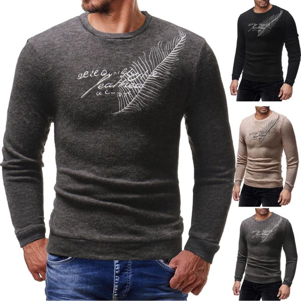 

cool men's pullover sweater sweatshirt european and us style slim solid color embroidered long-sleeved pullover sweater high quality, White;black