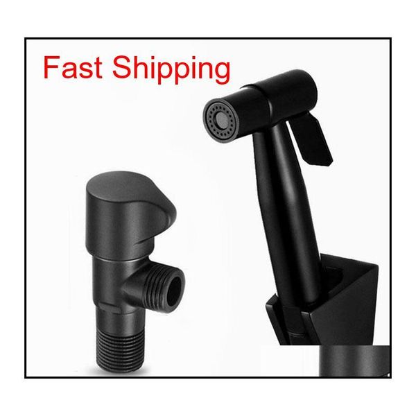 

solid brass bathroom toilet bidet sprayer with black angle valve and hose handheld shower spray shower head qylmox new_dhbest