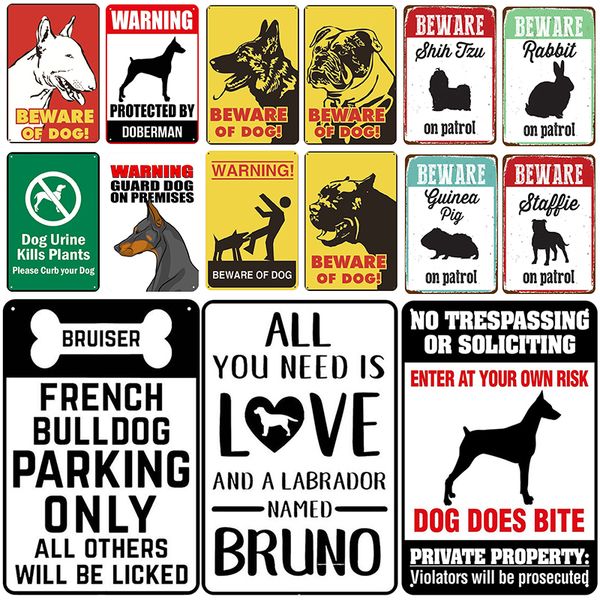 

2021beware dog plaque metal vintage beware of tin sign pin up shabby chic decor metal sign vintage bar decoration metal poster warning signs