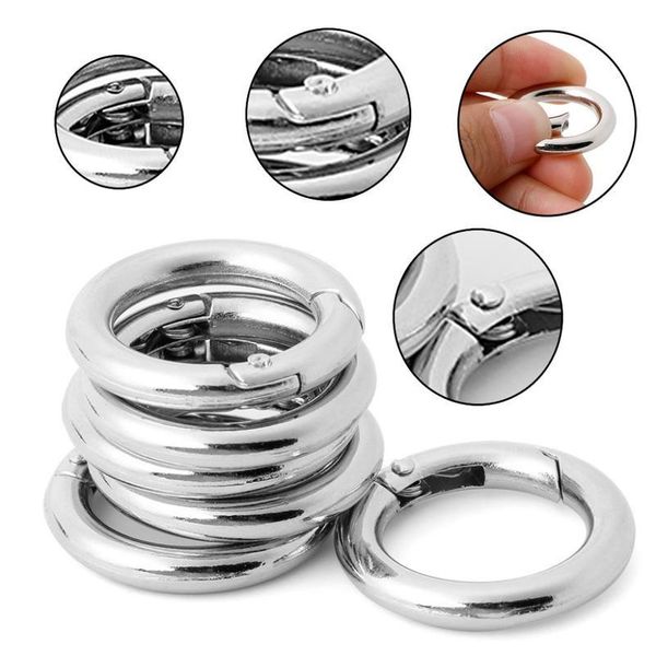 

30pcs zinc alloy plated gate silver spring o-ring buckles clips carabiner hiking purses handbags round push trigger sn qylxhc