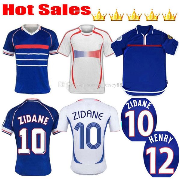 

2000 1998 2006 f retro vintage soccer jersey trézéguet 10 rance zidane #12 henry maillot de foot 98 06 ribery trezeguet football shirt, Black;yellow