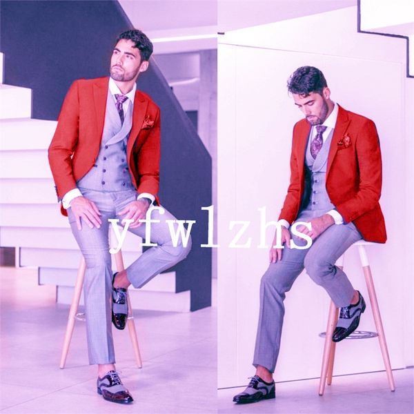 

новый стиль one button красивый пик нагрудные groom tuxedos мужские костюмы свадебные / выпускной вечер / ужин шафер blazer (куртка + штаны, Black;gray