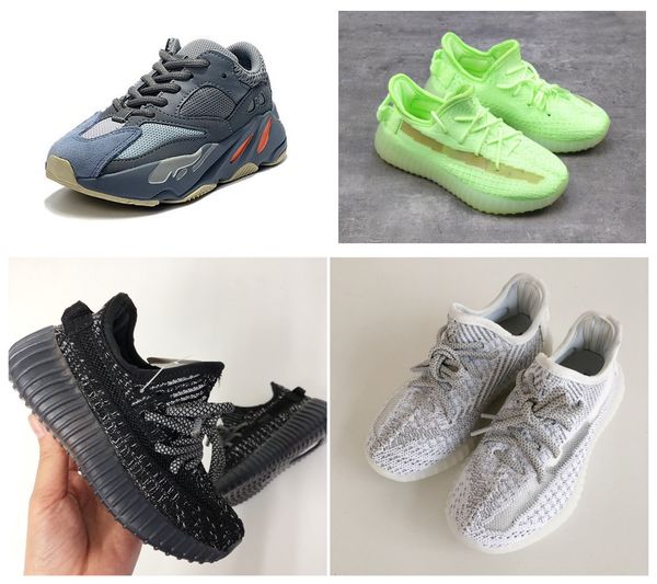 

новые 2020 детская обувь kanye west wave runner исрафил yecheil черный кроссовки кроссовки для мальчика девочка baby дети с коробкой, Black