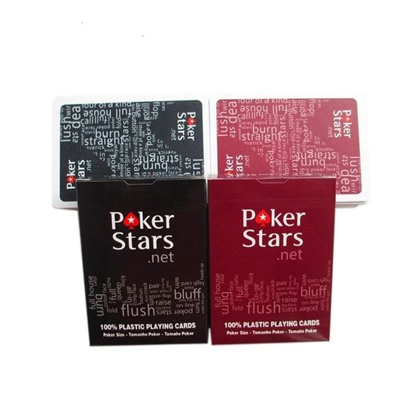 Vermelho / Black Texas Holdem Plástico Jogo de cartão de jogo Poker Cartões à prova d 'água e noturno Polonês Poker Star Board Jogos