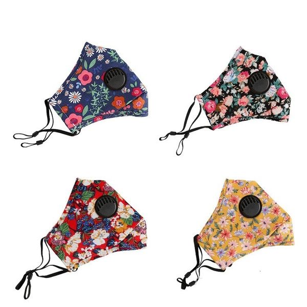 

floral print mask with breather valve breathable mouth masks anti dust washable reusable face cover designer maskt2i5934