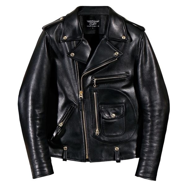 

yritaly luxury batik cowhide clothing,motor biker style leather jackets,j24 man vintage genuine leather coat, 201119, Black