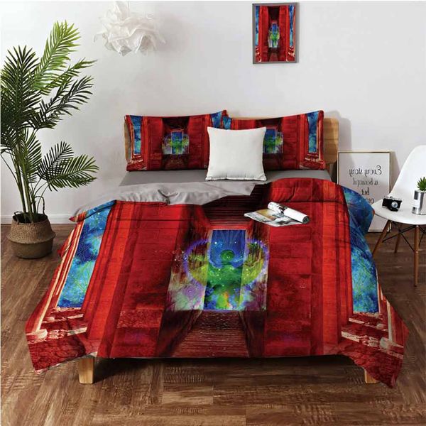 

phoenix greek mythical creature reborn bird in building with stairs digital imagebedding 3-piece set