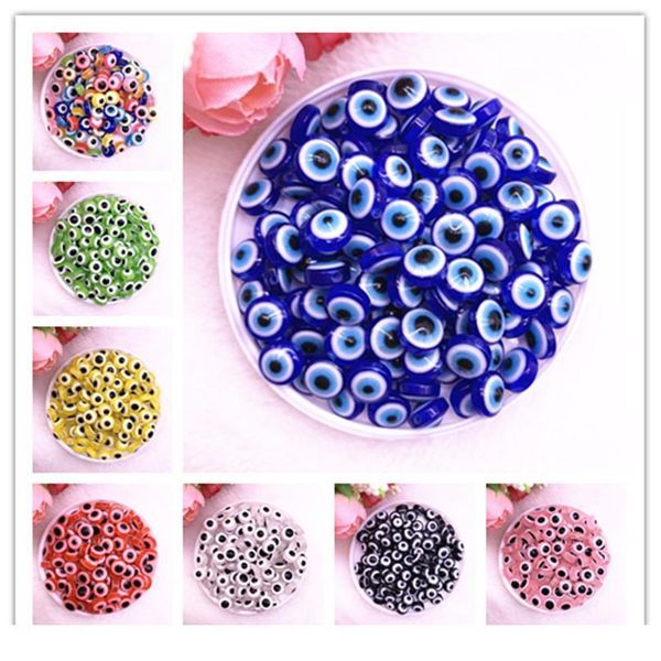 

50pcs 8/10mm porcelain white oval beads evil eye resin spacer beads for jewelry making diy bracel qyllqo, Crystal