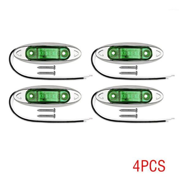

4 pcs green 3led side marker trailer sealed light clearance waterproof lamp 12-24v1