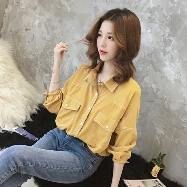 

2021 new vintage shirts clothes spring summer fashion korean blouse long women's blouses 1oa5, White