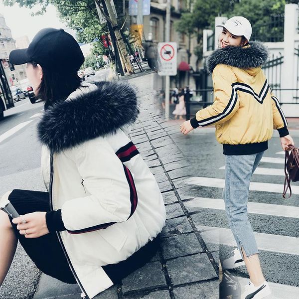 

ins bread serve cotton-padded jacket woman 2019 down cotton easy short fund bf cotton-padded clothes winter loose coat1, Tan;black