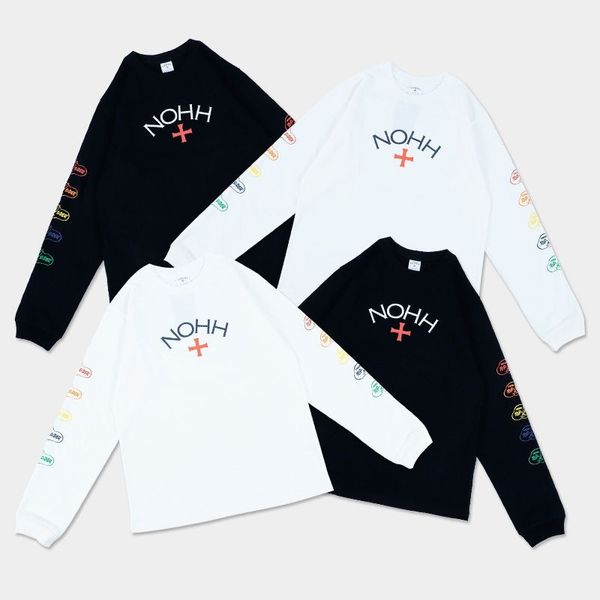 

2020 men and women noahs print rainbow long-sleeved cross cotton sweatshirt, Black