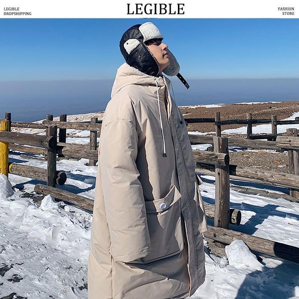

legible 2020 winter jacket men casual thicken long parka men korean streetwear male fashion oversized winter coat man, Black