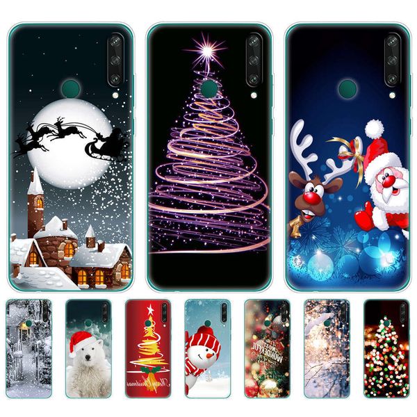

huawei y6p soft case, huawei y6p 2020 6.3-inch silicone case, winter, snow, christmas, happy new y