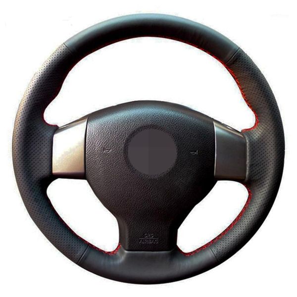 

car steering wheel cover black genuine leather for tiida 2004-2010 sylphy 2006-2011 versa 2007-2011 versa note1