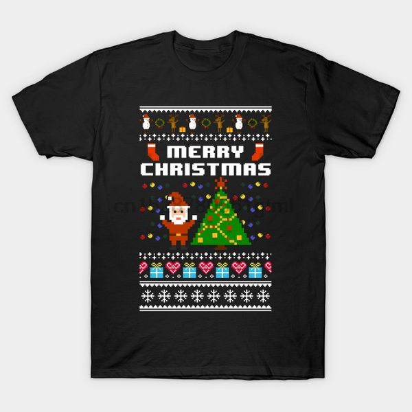 

men short sleeve tshirt merry christmas 8 bit pixel retro video game gaming t shirt women t-shirt sport hooded sweatshirt hoodie