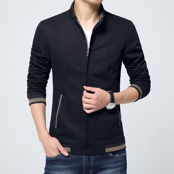 

casual autumn new cotton chaquetas hombre slim stand collar mens fall jacket, Black;brown