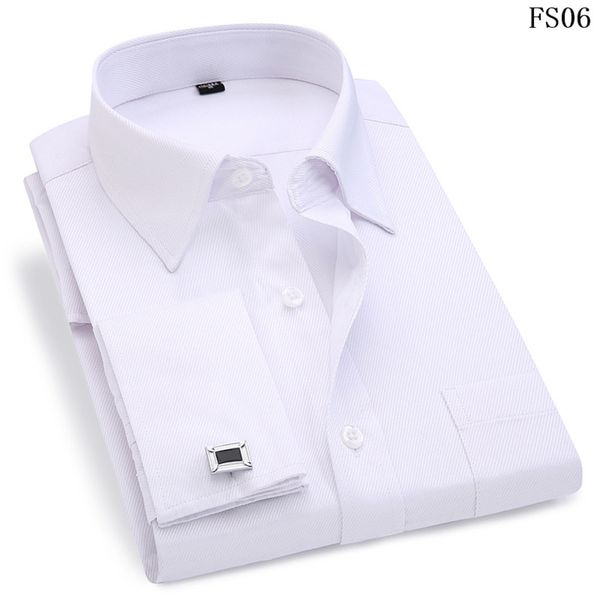 Camicie eleganti da uomo Polsino francese Camicia casual da lavoro a maniche lunghe bianca blu Camicia slim fit tinta unita francese C1222