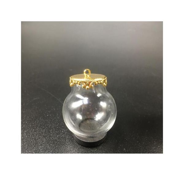 

3sets 25*15mm transparent round glass globes 5 colors metal flower base tray jewelry necklace vial pendant diy wishing jllqbj, Black