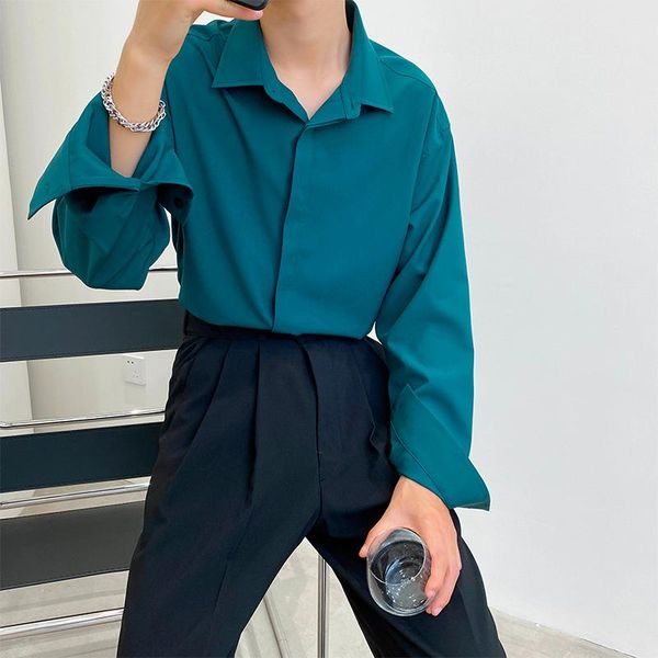 

men's casual shirts male vintage fashion loose japan korea streetwear men long sleeve shirt, White;black