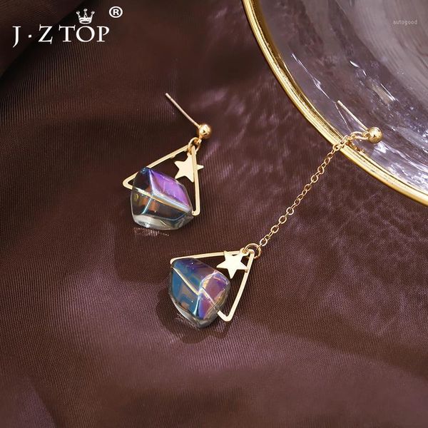 

dangle & chandelier jzladies multicolor crystal drop earrings geometric asymmetric earring trendy triangle star pendant fashion jewelry1, Silver